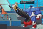  absurd_res anal anal_penetration android anthro balls belly belly_expansion big_balls big_muscles big_penis blue_body bodily_fluids boots clothing dragon erection expansion footwear genitals hi_res holding_arms huge_balls huge_muscles huge_penis hyper hyper_balls hyper_genitalia hyper_muscles hyper_penis long_penis machine male muscular muscular_anthro muscular_male penetration penis robot size_difference speedo sweat swimwear tongue tongue_out underwear veegrowmon voidlesky yellow_body 