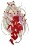  1girl absurdly_long_hair bow breasts commentary_request fujiwara_no_mokou full_body grey_hair hair_bow hand_in_pocket long_hair medium_breasts ofuda ofuda_on_clothes pants red_eyes red_pants solo suspenders touhou very_long_hair yuuzuki230 