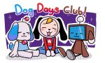  5:3 and-kensaku anthro blue_ears blue_overalls blue_tail brown_body canid canine canis clothed clothing cook_(star_communicator) dipstick_ears domestic_dog doubutsu_jima_no_chobigurumi eyes_closed fur group machine male mammal multicolored_ears noyama_pochi potch remloww robot sitting star_communicator tail trio white_body white_fur white_tail 