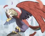  absurdres animal_focus bird blurry braviary closed_mouth commentary_request feathers frown grey_eyes highres jira_(ziraiya26) no_humans pokemon pokemon_(creature) solo talons 