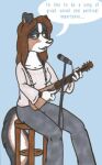  canid canine canis collie domestic_dog english_text female furniture guitar herding_dog low_res mammal microphone musical_instrument pastoral_dog plucked_string_instrument sheepdog stool string_instrument tabbiewolf text 