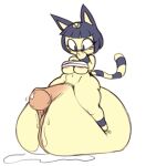  2018 angstrom animal_crossing ankha_(animal_crossing) anthro areola areola_slip big_clitoris big_pussy blush bodily_fluids clitoris colored_sketch covering covering_mouth digital_media_(artwork) eyeliner felid feline female genital_fluids genitals huge_clitoris hyper hyper_clitoris hyper_genitalia hyper_pussy makeup mammal markings navel nintendo pussy pussy_juice sketch solo striped_markings striped_tail stripes tail tail_markings wide_hips 
