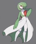  ambiguous_gender featureless_feet gardevoir generation_3_pokemon grey_background hair hair_over_eye humanoid humanoid_pointy_ears looking_at_viewer mouthless nintendo not_furry one_eye_obstructed pokemon pokemon_(species) red_eyes simple_background solo uenositasayuu 