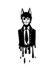 2015 animal_humanoid black_and_white bust_portrait cat_humanoid clothing digital_drawing_(artwork) digital_media_(artwork) drip_effect ears_up felid felid_humanoid feline feline_humanoid front_view hair hi_res humanoid male mammal mammal_humanoid monochrome necktie portrait prick_ears restricted_palette scp_foundation sewn_eye sewn_mouth silhouette simple_background solo stuart_hayward suit sunnyclockwork white_background x_eye 