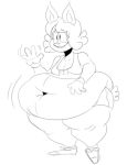  2018 4_fingers anthro belly big_belly biped bottomwear breasts carol_(kaboodles) clothed clothing cotton_tail digital_drawing_(artwork) digital_media_(artwork) english_text female fingers front_view full-length_portrait fur gesture gym_bottomwear gym_clothing gym_shorts hair kaboodles lagomorph leporid mammal monochrome navel obese obese_anthro obese_female overweight overweight_anthro overweight_female portrait rabbit shirt shorts simple_background sketch smile solo sportswear standing tail tank_top text text_on_clothing text_on_shirt text_on_tank_top text_on_topwear thick_thighs topwear waving white_background wide_hips 