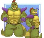  2023 abs alligator alligatorid animatronic anthony_milko anthro barazoku beard belt biceps bottomwear clothed clothing crocodilian digital_media_(artwork) eyebrows eyewear facial_hair fingerless_gloves five_nights_at_freddy&#039;s five_nights_at_freddy&#039;s:_security_breach gloves green_body green_scales hair handwear hi_res machine male mohawk montgomery_gator_(fnaf) muscular muscular_anthro muscular_male muscular_thighs navel open_mouth open_smile pecs pose quads red_hair reptile robot scales scalie scottgames sharp_teeth shorts shoulder_pads smile solo star_sunglasses steel_wool_studios sunglasses tail teeth thick_thighs tongue topless 