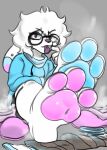  3_toes anthro biped feet foot_fetish foot_focus hi_res looking_at_viewer male pawpads paws saaxon soles solo steam toes 