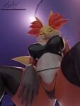  3:4 3d_(artwork) anthro blender_(software) bra breasts canid canine clothed clothing delphox digital_media_(artwork) dominant dominant_female female first_person_view fox generation_6_pokemon genitals hi_res hiddenmask18 lingerie looking_down mammal navel nintendo panties pokemon pokemon_(species) pussy skimpy solo underwear 