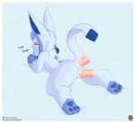  absurd_res anal anal_penetration anthro anus bodily_fluids cum cum_in_ass cum_in_pussy cum_inside disembodied_penis double_penetration eeveelution eyes_closed female feral food generation_4_pokemon genital_fluids genitals glaceon hi_res lying male nintendo on_front pawpads penetration penis pokemon pokemon_(species) popsicle pussy senz sploot tail text url vaginal vaginal_penetration 