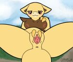  2023 abra animated breast_grab breasts breathing clitoris generation_1_pokemon genitals hand_on_breast hi_res nintendo otterjunk outside pokemon pokemon_(species) pussy rubbing_pussy solo tagme 