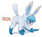  anus blue_body blue_eyes blush bodily_fluids butt cum cum_in_pussy cum_inside disembodied_penis duo eeveelution female feral generation_4_pokemon genital_fluids genitals glaceon human leaking_cum male male/female mammal nintendo penis pokemon pokemon_(species) pussy simple_background smile tail tosx white_background 
