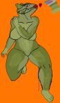  2020 anthro big_breasts biped breasts featureless_breasts featureless_crotch female green_body green_scales hi_res lipstick lizard lizzyglizzy looking_at_viewer makeup markings multicolored_body multicolored_scales nude purple_eyes red_lipstick reptile scale_markings scales scalie solo two_tone_body two_tone_scales 