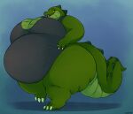  anthro belly belly_overhang big_belly big_breasts breasts clothed clothing crocodile crocodilian crocodylid exposed_breasts fat_arms fat_legs female green_body green_scales hoodee_(artist) huge_thighs hyper hyper_belly morbidly_obese morbidly_obese_anthro morbidly_obese_female non-mammal_breasts obese obese_anthro obese_female one-piece_swimsuit overweight overweight_anthro overweight_female pudgy_belly reptile scales scalie simple_background smile solo swimwear tail thick_tail thick_thighs wide_hips 