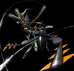  black_background claws commentary_request eye_contact from_below futena_goze glowing glowing_eyes highres lokix looking_at_another no_humans pokemon pokemon_(creature) silk spidops spikes white_eyes yellow_eyes 