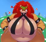  3rd-party_edit anthro big_breasts bikini blush bowser breasts child_bearing_hips claws clothed clothing crossgender cute_fangs female gaming glistening glistening_body glistening_breasts glistening_skin hair hands_on_hips huge_breasts huge_thighs hyper hyper_breasts koopa macro mario_(series) mario_bros massive_thighs muscular nintendo obese obese_anthro obese_female overweight overweight_anthro overweight_female red_eyes red_hair reptile scalie skimpy skimpy_bikini sling_bikini solo sssonic2 swimwear thick_thighs video_games yellow_body 