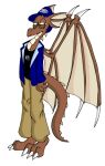  baseball_cap brown_body brown_skin clothing dragon hat headgear headwear khakis male tabbiewolf wings 