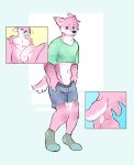  2023 absurd_res anthro canid canine clothed clothing digital_media_(artwork) fully_clothed fur genitals hi_res humanoid_genitalia humanoid_penis looking_at_viewer male mammal penis pink_body pink_fur seductive simple_background solo sonofan undressing 