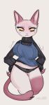  2023 absurd_res animal_crossing anthro artist_name beauty_mark big_breasts black_clothing black_panties black_underwear blushing_profusely bodily_fluids bow_panties bow_underwear breast_expansion breasts brown_body brown_fur butt_from_the_front camel_toe claws clothed clothing colored digital_media_(artwork) domestic_cat dress expansion eyelashes felid feline felis female fur genital_fluids genitals hands_on_hips hi_res looking_at_self mammal markings neconv nintendo nipple_outline olivia_(animal_crossing) panties pantsless partially_clothed paws portrait pupils pussy_juice shaded shocked siamese simple_background slit_pupils solo sweat sweatdrop sweater tail thick_thighs three-quarter_portrait tight_clothing topwear underwear wardrobe_malfunction watermark white_body white_fur yellow_eyes 