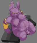  2023 anthro areola armband belly big_belly big_ears biped bodily_fluids bracelet champa claws domestic_cat dragon_ball dragon_ball_super ear_piercing ear_ring felid feline felis finger_claws genitals grey_background hairless hairless_cat half-erect hi_res high-angle_view jewelry locitony male mammal moobs navel nipples overweight overweight_anthro overweight_male penis piercing prick_ears purple_areola purple_body purple_nipples purple_nose purple_skin ring_piercing simple_background sitting solo sphynx_(cat) steam sweat sweaty_face sweaty_legs sweaty_moobs yellow_eyes 