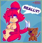  absurd_res anthro asami_the_cat belly belly_expansion belly_inflation big_breasts breasts cat_tail digital_media_(artwork) duo ear_piercing expansion fan_character feet female hair hi_res humanoid impregnate impregnation impregnation_kink inflation nipples piercing red_body redeye_samurai_(artist) sega serious serious_face simple_background sonic_the_hedgehog_(series) speech_bubble tail text worried worried_face worried_look 