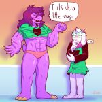  1:1 abs anthro blush bovid bulge caprine clothed clothing deltarune dragon duo erection eyewear female glasses goat hi_res horn humor male male/female mammal muscular partially_clothed ralsei susie_(deltarune) talons undertale_(series) zixzs-redlight 