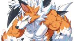  anthro etezarumonkey generation_7_pokemon looking_at_viewer lycanroc male midday_lycanroc muscular muscular_male nintendo pokemon pokemon_(species) solo 