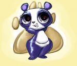  2016 bear female feral fur giant_panda grin hands_behind_head hasbro littlest_pet_shop mammal multicolored_body multicolored_fur nokemop overweight overweight_female overweight_feral penny_ling purple_eyes smile solo two_tone_body two_tone_fur 