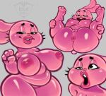  2023 ahegao anthro anus bedroom_eyes belly big_belly big_breasts big_nipples breasts cartoon_network crossgender eyebrows eyelids female genitals glistening glistening_body glistening_breasts glistening_lips grey_background hi_res idlepotoo lagomorph leporid lips looking_pleasured lying mammal mtf_crossgender narrowed_eyes nipples on_back overweight overweight_anthro overweight_female pink_body presenting presenting_anus presenting_pussy pussy rabbit richard_watterson seductive simple_background solo spread_legs spreading tail the_amazing_world_of_gumball thick_lips thick_thighs watermark whiskers 