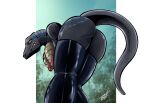  angry anthro blue_(jurassic_world) clothing dinosaur hazarts hi_res jurassic_park jurassic_world legwear male nipples reptile scalie solo tights universal_studios 