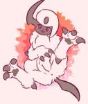  absol anus black_pawpads butt claws digital_media_(artwork) feet female feral fur generation_3_pokemon genitals hair hi_res looking_at_viewer mrcat11 nintendo open_mouth pawpads paws pokemon pokemon_(species) presenting presenting_hindquarters presenting_pussy pussy raised_leg red_eyes simple_background smile solo spread_legs spreading tail toe_claws toes tuft white_body white_fur white_hair 