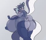  absurd_res ahoge anthro anus big_breasts big_nipples blue_hair breasts daughter duo erect_nipples felid feline female female/female fur genitals grey_body grey_fur hair hair_over_eye hair_over_eyes hi_res huge_breasts huge_nipples hybrid lakie_(mrschllyay) mammal mature_female mephitid mother mother_and_child mother_and_daughter mrschllyay nipples nude one_eye_obstructed parent parent_and_child puffy_anus pussy red_cheeks short_stack skunk tail thick_tail valery_(mrschllyay) 