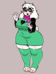  &lt;3 3:4 abdominal_bulge anthro belly big_butt black_clothing blush bovid butt caprine chubby_female clothing darkner deltarune eyewear female fur glasses glistening glistening_body goat green_clothing hi_res horizontal_pupils horn humanoid legwear mammal navel paws pink_horn pupils ralsei scarf skiddioop slightly_chubby solo thick_thighs thigh_highs undertale_(series) white_body white_fur wide_hips 