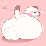  anthro backsack balls bee_and_puppycat big_balls big_butt butt cartoon_hangover collar domestic_cat felid feline felis genitals hi_res looking_at_viewer looking_back male mammal monotone_background motion_lines puppycat shaking_butt simple_background solo tail yamwamm 