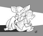  2007 anthro bat bat_wings bottomless chip_&#039;n_dale_rescue_rangers chipmunk chris_fischer clothed clothing dale_(disney) disney duo female foxglove_(cdrr) fur greyscale ground_squirrel hair male mammal membrane_(anatomy) membranous_wings monochrome rodent sciurid short_tail smile tail winged_arms wings 