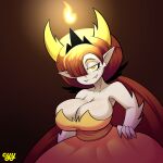  1:1 2021 4k absurd_res bedroom_eyes big_breasts breasts cleavage clothed clothing curvaceous curvy_figure cyynapse digital_drawing_(artwork) digital_media_(artwork) disney dress eyelashes fangs female fingers hair hair_over_eye hand_on_hip hand_on_own_hip hekapoo hi_res horn horned_humanoid humanoid humanoid_pointy_ears long_hair looking_at_viewer narrowed_eyes not_furry one_eye_obstructed red_hair seductive sharp_teeth simple_background smile solo star_vs._the_forces_of_evil teeth voluptuous white_body white_skin wide_hips yellow_eyes yellow_sclera 