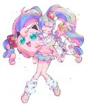  1girl absurdres bag bull_sprite_(pokemon) cardigan cellphone choker clefairy_sprite_(pokemon) fairy_miku_(project_voltage) flower hair_flower hair_ornament hatsune_miku heart heart_choker highres jigglypuff leg_warmers long_hair one_eye_closed open_mouth phone pink_cardigan pokemon pokemon_(creature) project_voltage selfie shoulder_bag skirt twintails v very_long_hair vocaloid white_background yu1_na12 