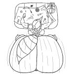  1:1 antennae_(anatomy) anthro arthropod arthropod_abdomen ass_up big_breasts big_butt black_and_white breasts butt female furniture high-angle_view huge_butt hyper hyper_butt insect iselda_(hollow_knight) looking_at_viewer looking_back looking_back_at_viewer looking_up_at_viewer lying map monochrome motion_lines muscular muscular_female nipples non-mammal_breasts non-mammal_nipples on_front on_table plamzdoom rear_view small_nipples small_waist solo table twerking wasp_waist 