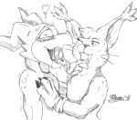  &lt;3 2018 anthro bandai_namco blush blush_lines bodily_fluids claws digimon digimon_(species) dinosaur domestic_cat duo ear_tuft ears_up facial_horn fangs felid feline felis female fur gatomon half-closed_eyes horn kissing looking_at_another looking_pleasured male mammal marcushunter messy_kiss narrowed_eyes nose_horn nude one_eye_closed open_mouth reptile saliva saliva_on_tongue saliva_string scales scalie signature teeth tongue tongue_out tuft veemon whiskers 