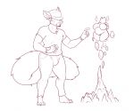  ailurid andromorph anthro clothing covered_eyes facial_hair fingerless_gloves fluffy fluffy_tail gloves handwear hat headgear headwear implied_transformation intersex male mammal mr.pink no_shoes red_panda sculpture slim solo statue tail 