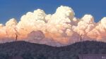  blue_sky building dust_cloud earthquake forest highres house midorikawa0526 nature no_humans original pine_tree plant power_lines scenery sky tree utility_pole village 