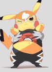  anthro belly clothing cosplay_pikachu_(costume) dorobo_39 female generation_1_pokemon hi_res mask nintendo pikachu pikachu_libre pokemon pokemon_(species) solo tail 