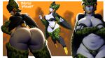  absurd_res big_breasts big_butt bio-android_(dragon_ball) breast_squish breasts butt cell_(dragon_ball) clothing crossed_arms crossgender female hand_on_hip hi_res humanoid looking_at_viewer looking_back smile solo squish thong underwear unknown_artist white_body wide_hips wings 