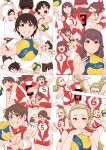  4girls :d :t absurdres arm_up arms_up artist_name ball bike_shorts black_shorts blocking blonde_hair brown_hair bumping clenched_hand clenched_hands closed_eyes closed_mouth commentary dive elbow_pads frown girls_und_panzer glaring grimace grin gym_shirt gym_uniform hair_pulled_back hair_tie hairband headband highres holding holding_ball isobe_noriko kawanishi_shinobu knee_pads kondou_taeko long_hair looking_at_viewer looking_up medium_hair midriff_peek multiple_girls multiple_views no_socks one_eye_closed open_mouth ponytail red_headband red_shirt red_shorts red_socks sasaki_akebi satou_yasu shirt shoes short_hair short_ponytail short_shorts short_sleeves shorts signature simple_background single_vertical_stripe sleeveless sleeveless_shirt smile sneakers socks spiking sportswear standing swept_bangs t-shirt v volleyball volleyball_(object) volleyball_net volleyball_uniform white_background white_footwear white_hairband white_shirt wristband yellow_eyes 