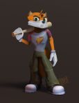  3d_(artwork) angry anthro baggy_pants baseball_bat bat_(object) blender_(software) bottomwear brown_background canid canine cargo_pants clothing digital_media_(artwork) footwear fox gloves green_eyes handwear hi_res holding_object holding_weapon looking_at_viewer male mammal melee_weapon muddy_(artist) muddy_(muddy) multicolored_clothing pants pose shadow shirt shoes simple_background solo standing t-shirt topwear watermark weapon white_clothing white_gloves white_handwear 