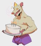  anthro biped birthday_cake birthday_hat bulge cake candle claws clothed clothing dessert ear_piercing ear_ring facial_piercing fangs food male mammal murid murine nipples no_sclera nose_piercing nose_ring piercing rat ring_piercing rneves_069 rodent simple_background solo teeth topless yellow_eyes 