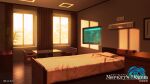  bed chair evening fern holographic_monitor hospital hospital_bed monitor original picture_frame scenery sunlight sunset table window yk_funa 