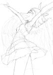  absurd_res anthro arms_above_head bottomless breasts clothed clothing dinosaur dress eyes_closed fang_(gvh) feathered_wings feathers female goodbye_volcano_high hair hi_res long_hair long_snout monochrome open_mouth pterodactylus pterosaur reptile scalie side_view sketch small_breasts snoot_game_(fan_game) snout solo unknown_artist wings 
