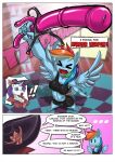  absurd_res anthro anthrofied blue_body breasts comic dialogue dildo do!_games equid equine female friendship_is_magic hasbro hi_res horn mammal my_little_pony rainbow_dash_(mlp) rarity_(mlp) sex_toy strapon unicorn white_body 