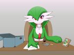  camille fan_character female furniture gardevoir generation_3_pokemon hi_res looking_at_viewer nintendo office pokemon pokemon_(species) table vulapa 