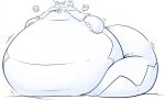  2022 ambiguous_gender anthro bell horn monochrome morbidly_obese morbidly_obese_anthro obese obese_anthro overweight overweight_anthro reptile scalie snake solo suprised_look thick_arms unknown_character weighty-kyte 